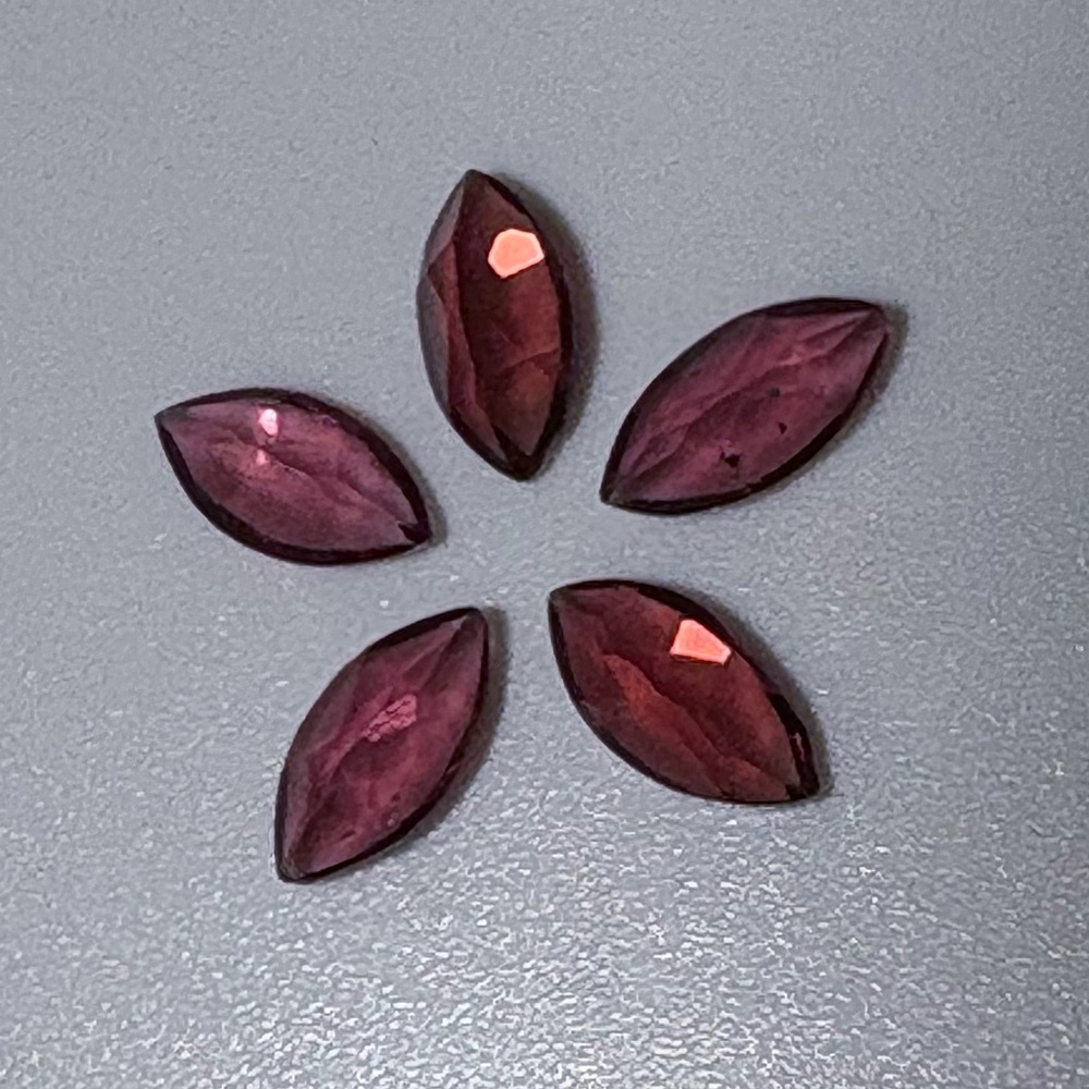 3.09 CWT Vivid Red Malaya Garnet Parcel of 5 – Untreated Marquise Cut Gemstones